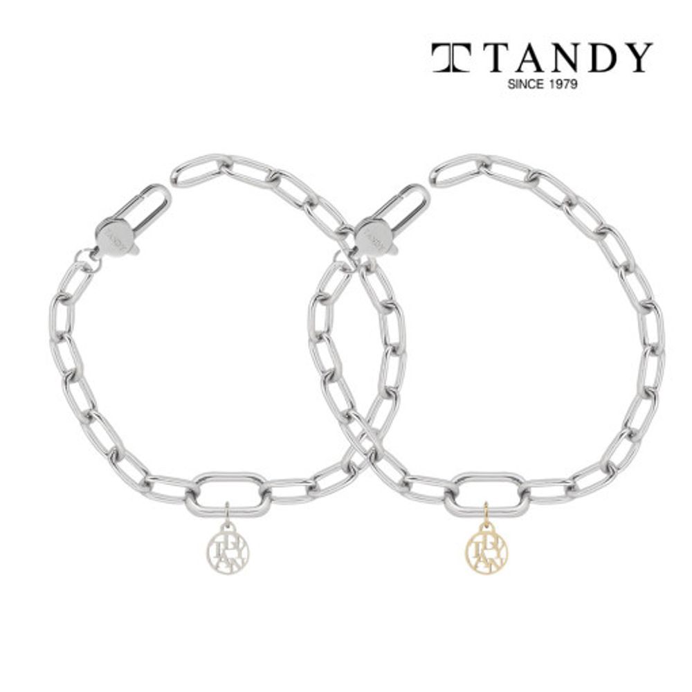 [TANDY] Women's Emblem Pendant Link Chain Bracelet TDB503S – Durable Stainless Steel, No Discoloration, Unique Chain Design for Everyday Elegance